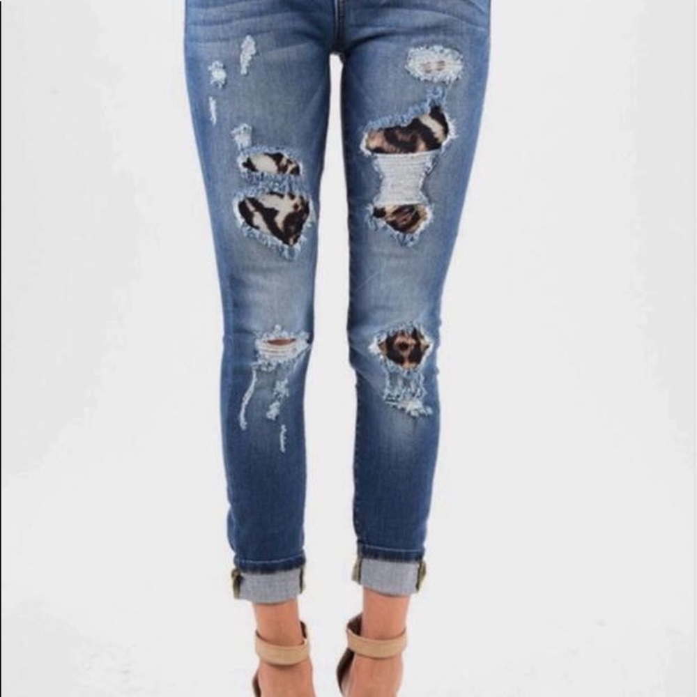 Size 10 leopard patch jeans